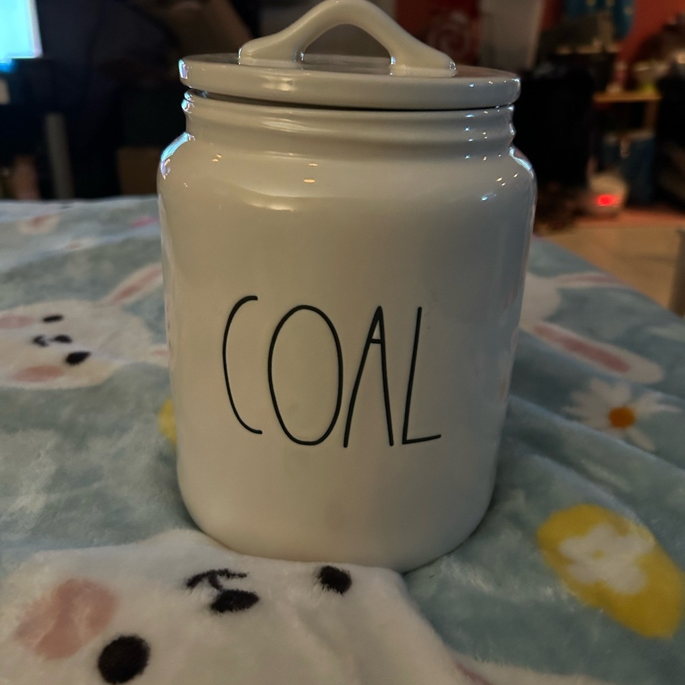 NEW RAE DUNN White Coal Storage Jar